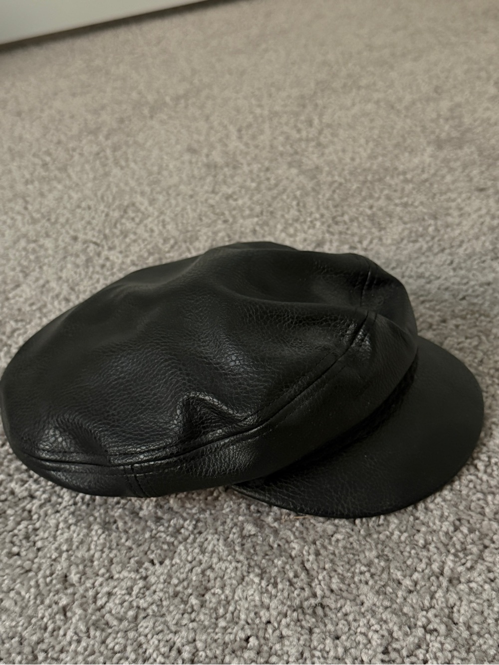 Brixton Black Faux Leather Newsboy Cap